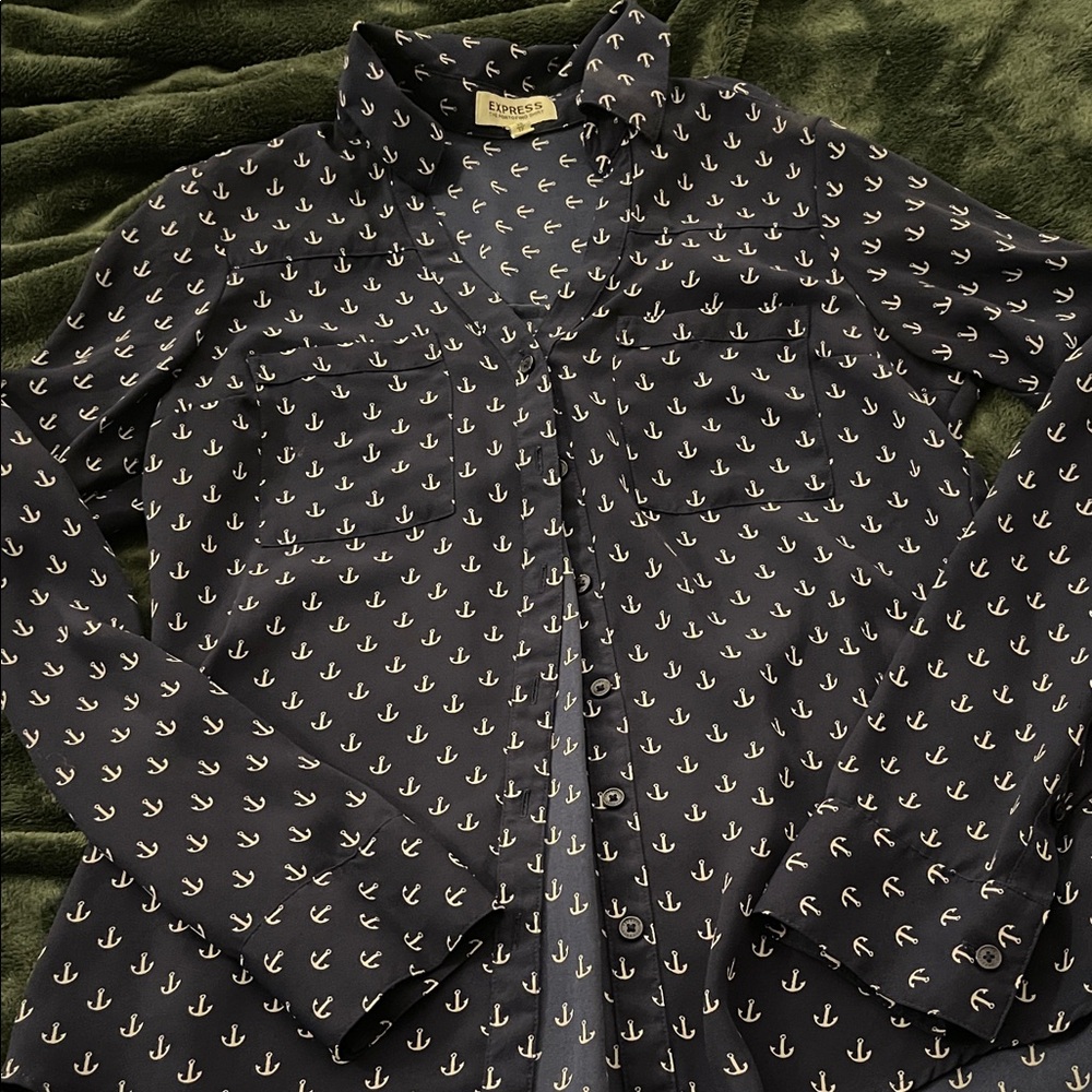 Express Dark Blue Anchor Portofino Shirt